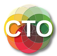 An eight-circle multi-colored Venn diagram with text of "CTO" across it in white, by W.A. Hawkes-Robinson (c) 2025.